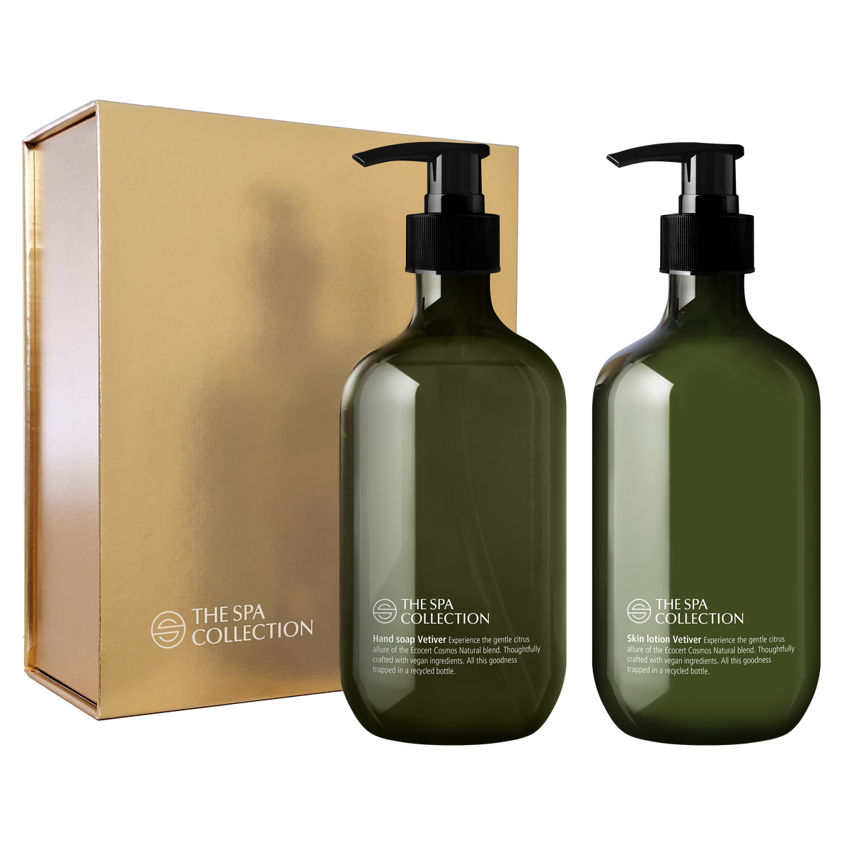 Golden hand care giftbox - Soap & lotion - 2 x 475 ml bottles - Vetiver - ECOCERT Cosmos Natural