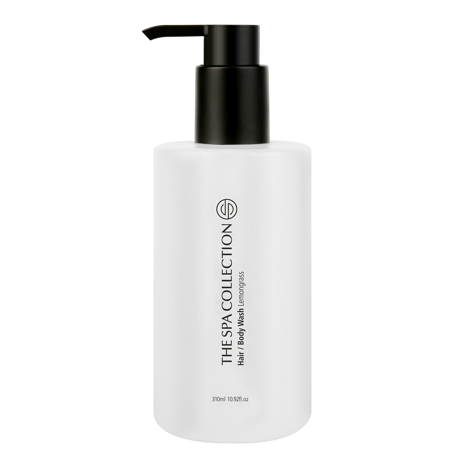 Eco-conscious hair and body wash with Lemongrass (310ml) by The Spa Collection in a minimal, white and aesthetic bottle
